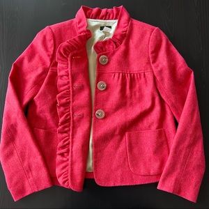 J. Crew Coral Wool Jacket with Ruffles
